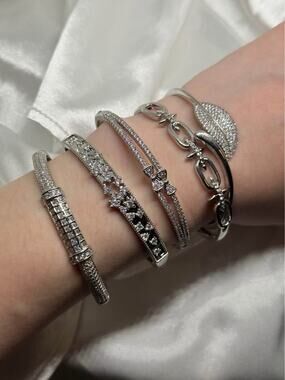 CHOOSE ONE 18k White Gold PLATED CZ Bangles